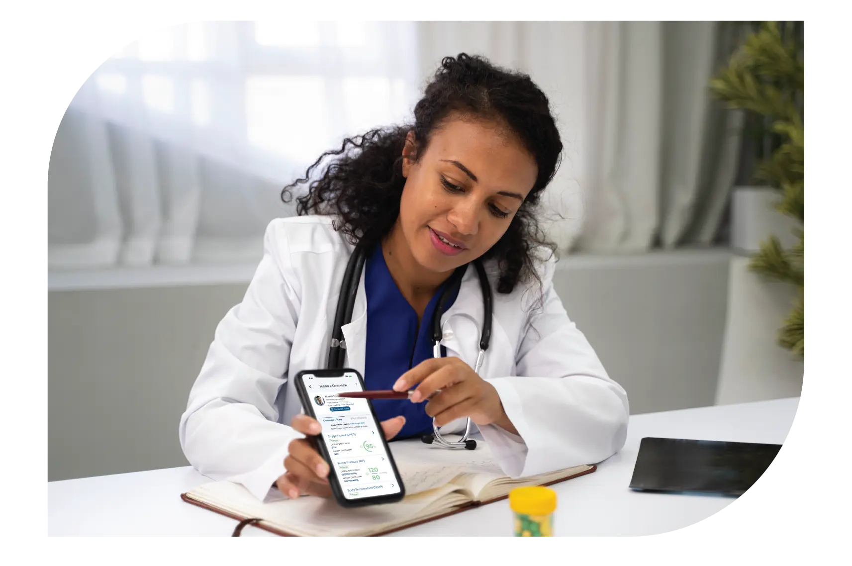Medical physician exploring the Salyx app.